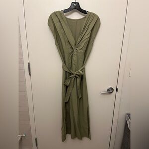 Elegant Olive Green Midi Reversible Dress